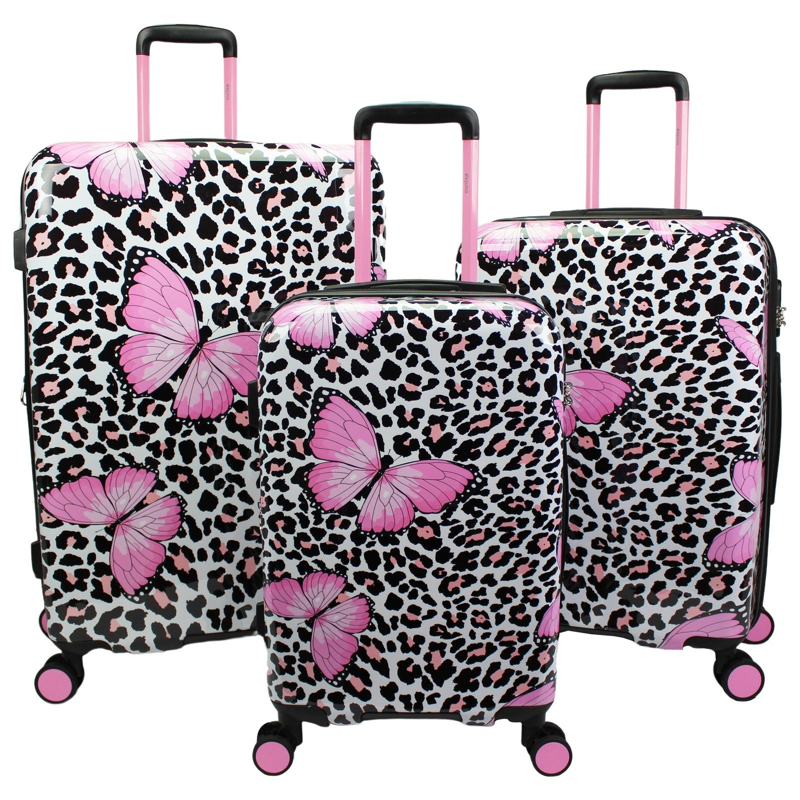 World Traveler Dejuno Butterfly Cheetah 3-Piece Expandable Spinner Lug