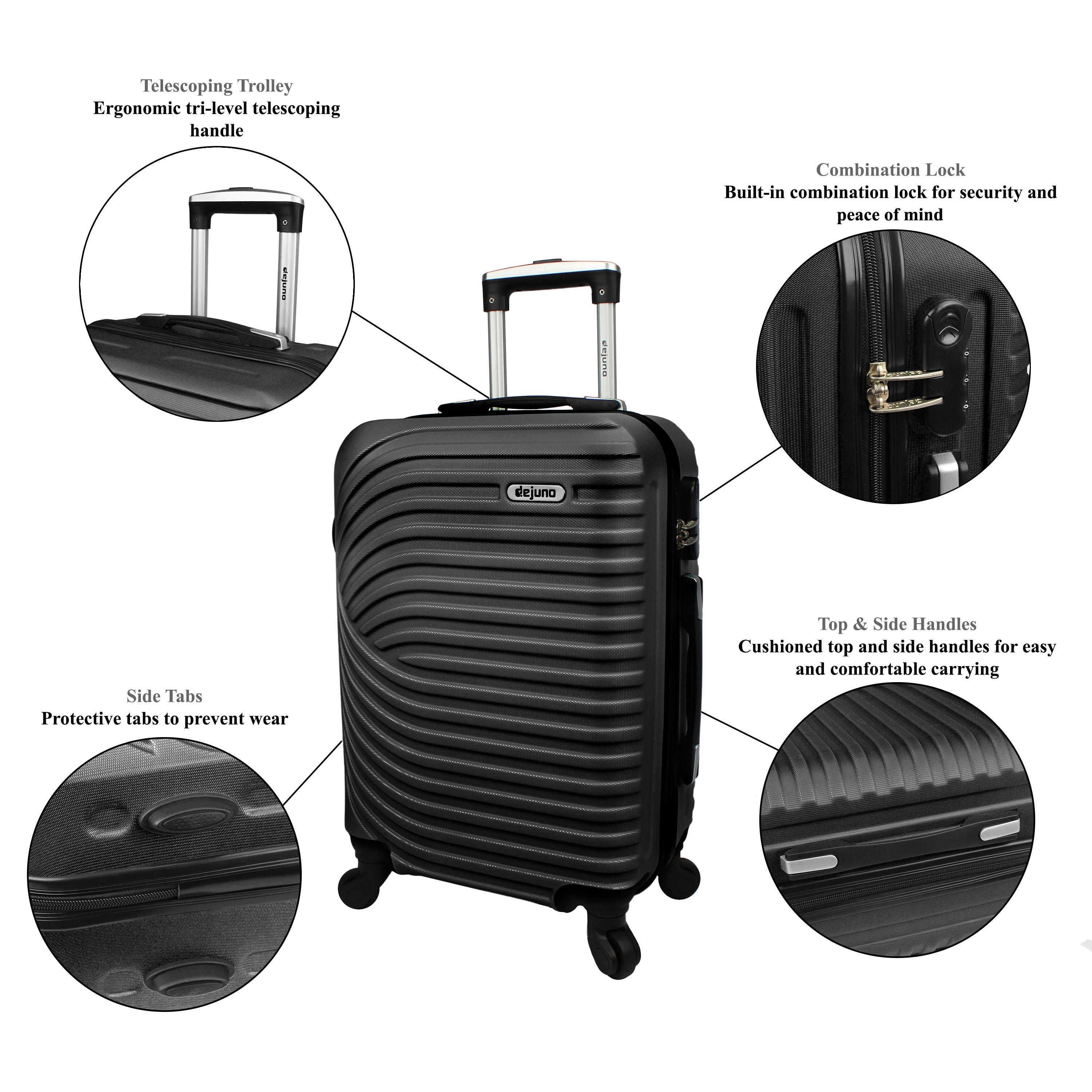 World Traveler Dejuno Craft Hardside 24-Inch Medium Checked Spinner Luggage – 26-Inch Overall Height Including Wheels