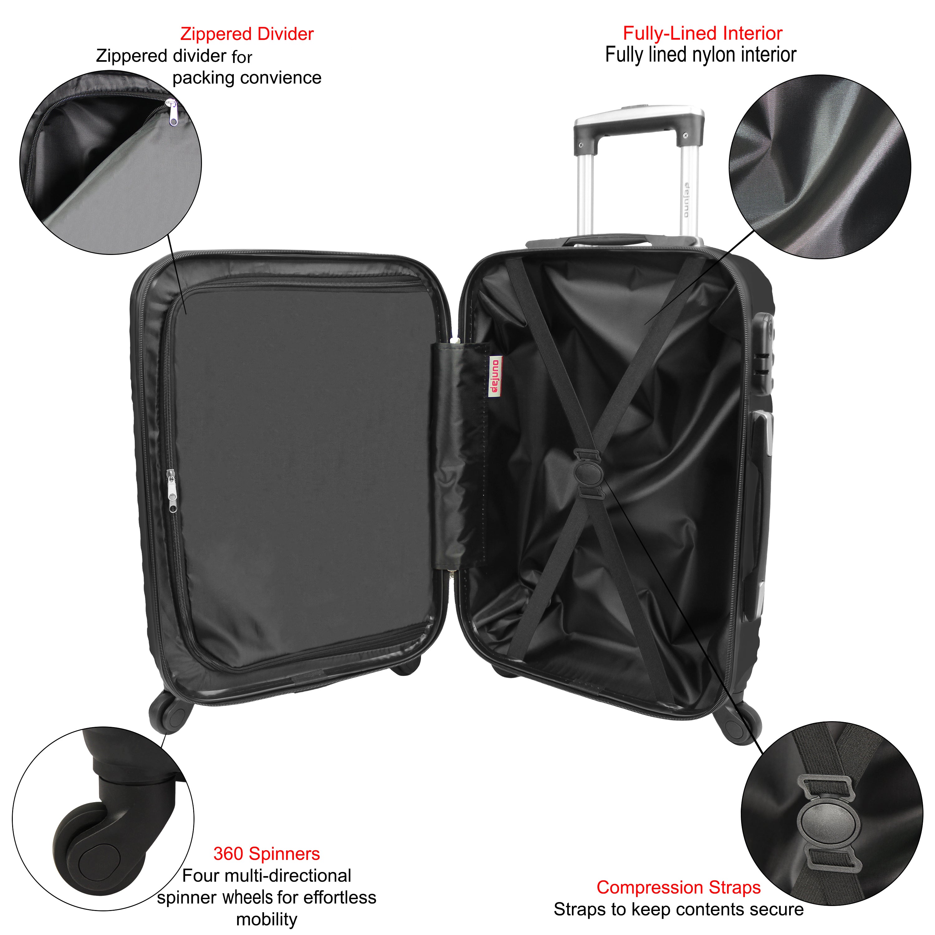 World Traveler Dejuno Craft Hardside 24-Inch Medium Checked Spinner Luggage – 26-Inch Overall Height Including Wheels